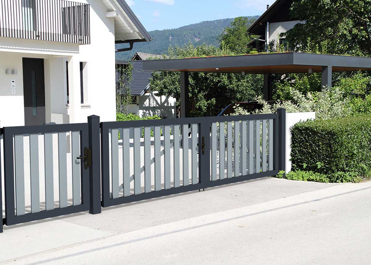 Rahmentor Einfahrtstor in Grau/Anthrazit