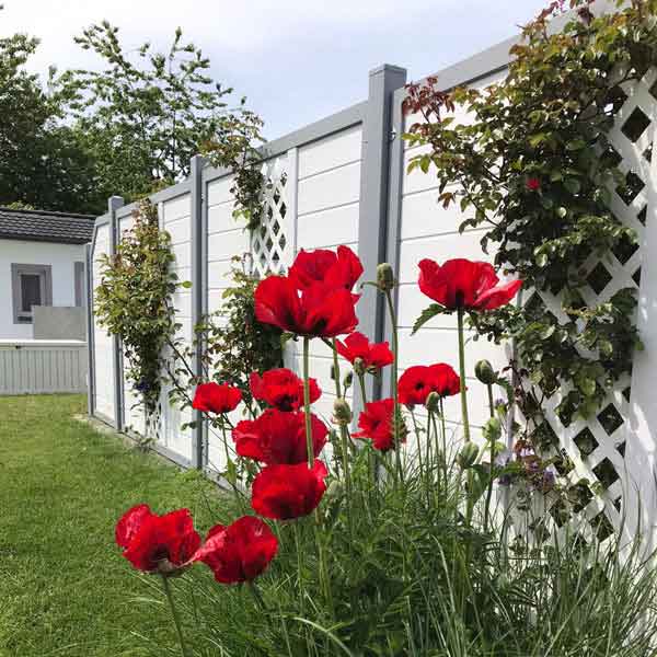 Sichtschutz Weiß Grau Rankgitter Garten Kunststoff PVC Landhaus