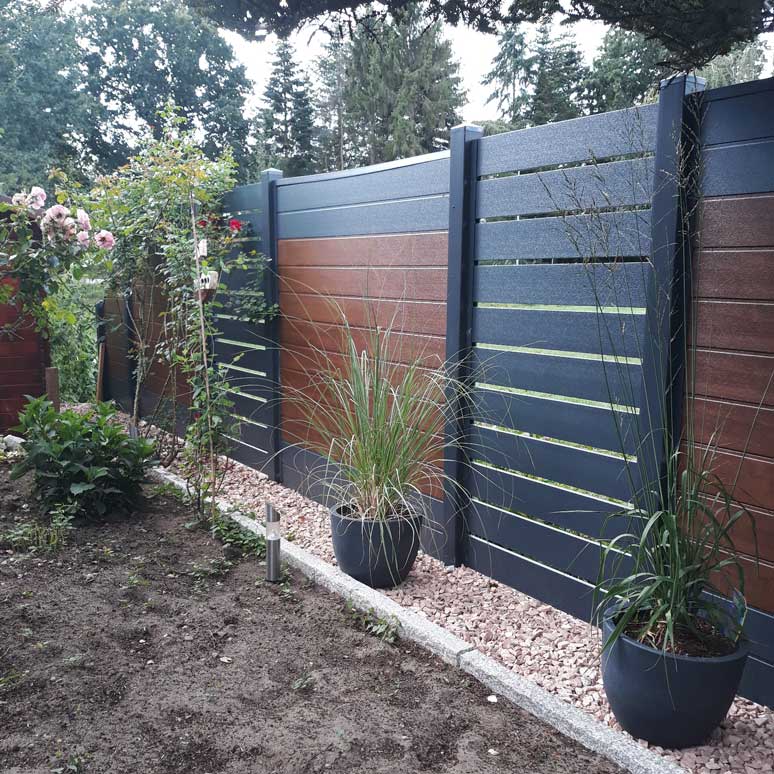 Sichtschutz Anthrazit Holzoptik Nussbaum Garten Spaltsichtschutz Kunststoff PVC
