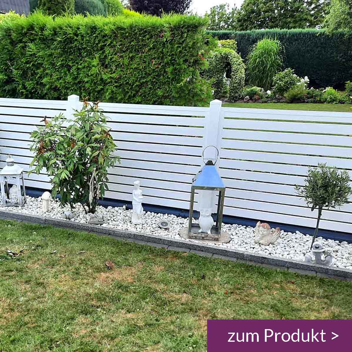 Sichtschutzzaun querlatten Weiß Steingarten | Gartenideen