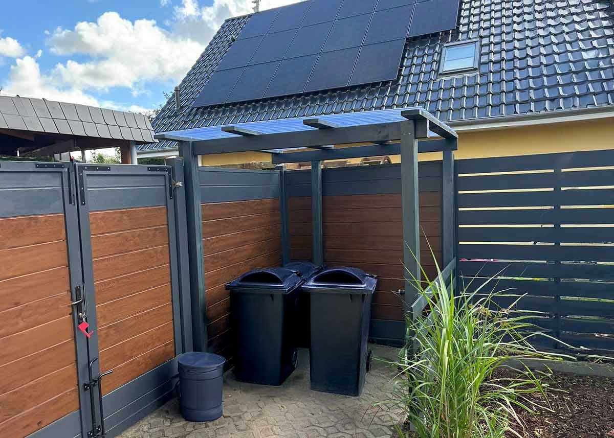 Mülltonnenverkleidung Sichtschutz Mülltonne Holzoptik Nussbaum Anthrazit PVC