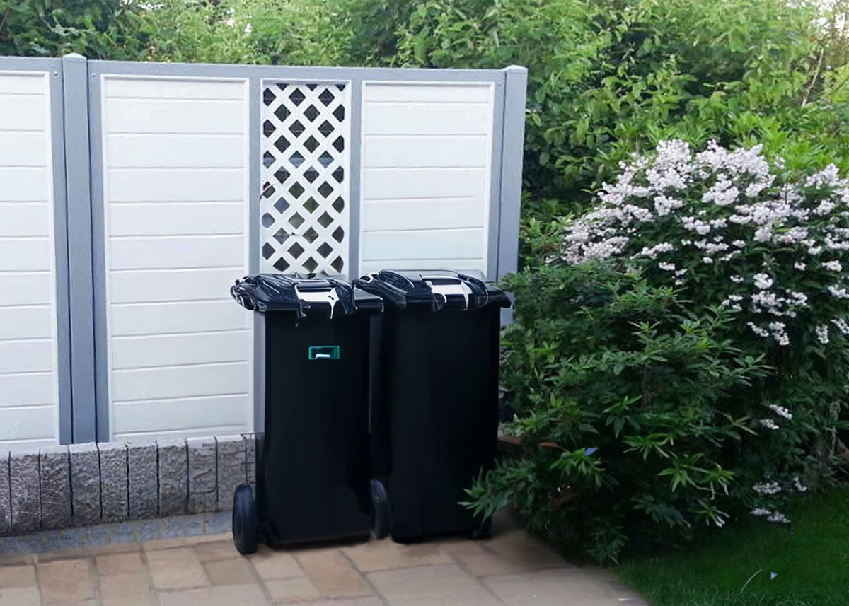Mülltonnenverkleidung Sichtschutz Mülltonne Rankgitter Weiß Grau PVC