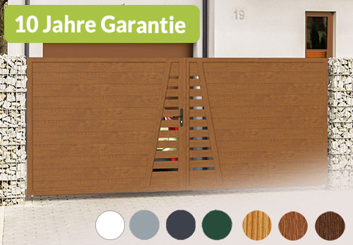 Sichtschutz aus Kunststoff PVC in Holzoptik Golden Oak Sichtschutztor Hoftor