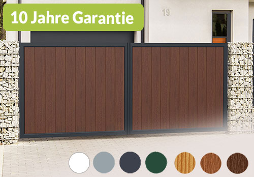 Hoftor blickdicht 400x200 Aluminium Kunststoff Holzoptik