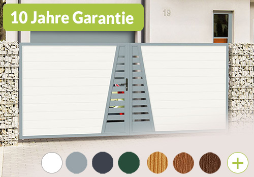 Sichtschutz in Weiß und Grau aus hochwertigen Kunststoff Sichtschutztor Design