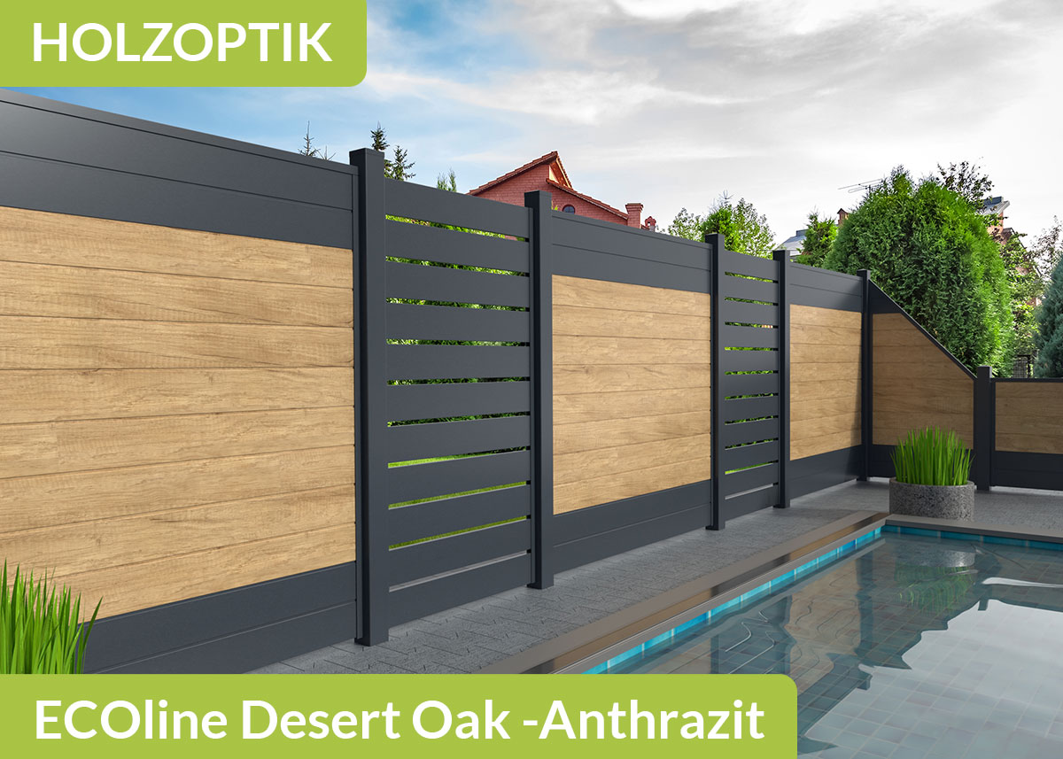 Sichtschutzzaun Spaltsichtschutz  in Anthrazit aus Kunststoff der Baureihe Ecoline