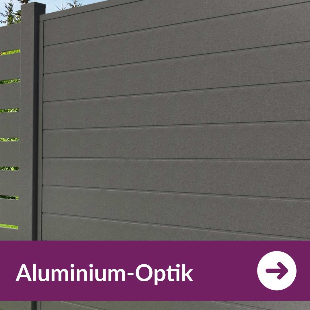 Sichtschutzzaun Kunststoff - Aluminium-Optik