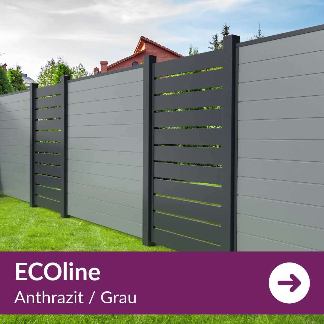 Sichtschutzzaun Kunststoff - ECOline in Grau-Anthrazit