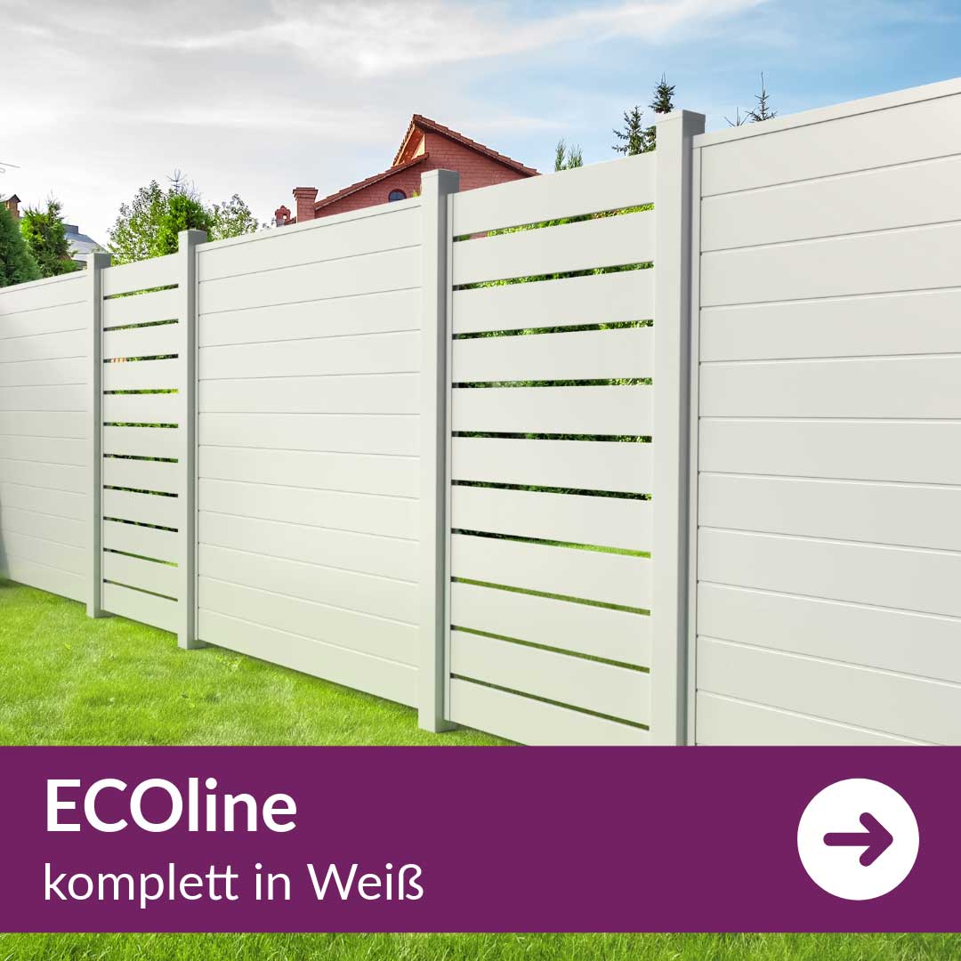 Sichtschutzzaun Kunststoff - ECOline komplett in Weiß
