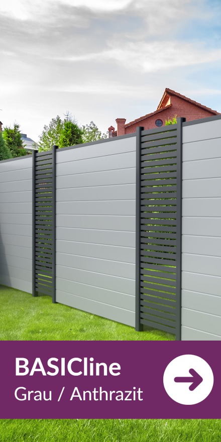 Sichtschutzzaun Kunststoff - BASICline Grau/Anthrazit