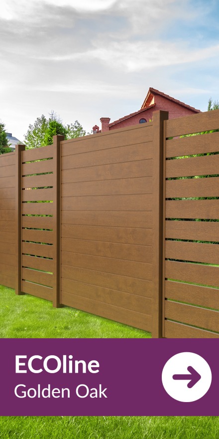Sichtschutzzaun Kunststoff - ECOline komplett in Golden Oak
