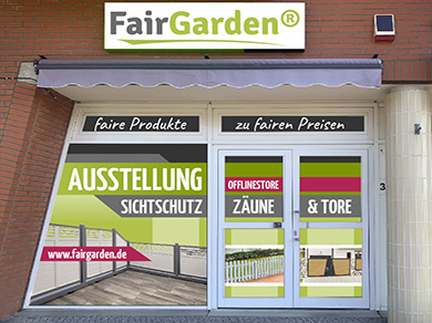Showroom Ausstellung von Sichtschutz- und Gartenzäune aus hochwertigen  Kunststoff