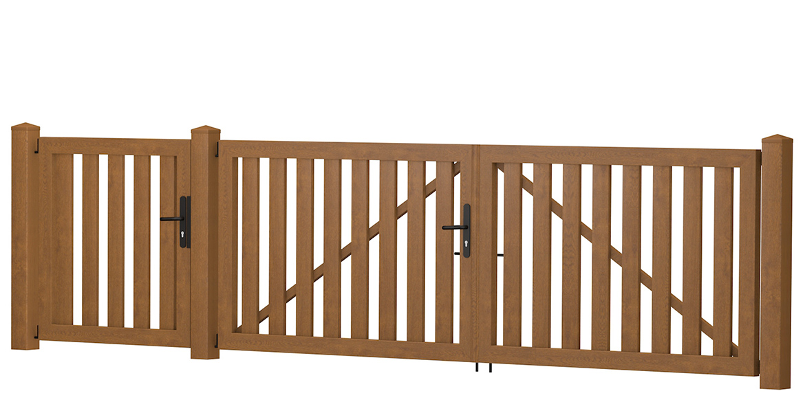Gartenpforte-Tor-Kombination_PVC-Kunststoff_Golden Oak