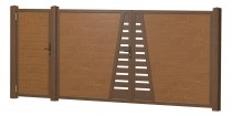 Sichtschutztür Doppeltor Kunststoff Designgitter Golden Oak