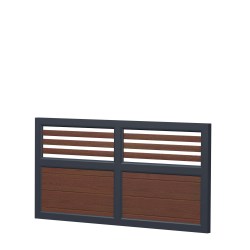 Sichtschutz Element Kunststoff Rankgitter mit Kämpfer 90cm Nussbaum Anthrazit