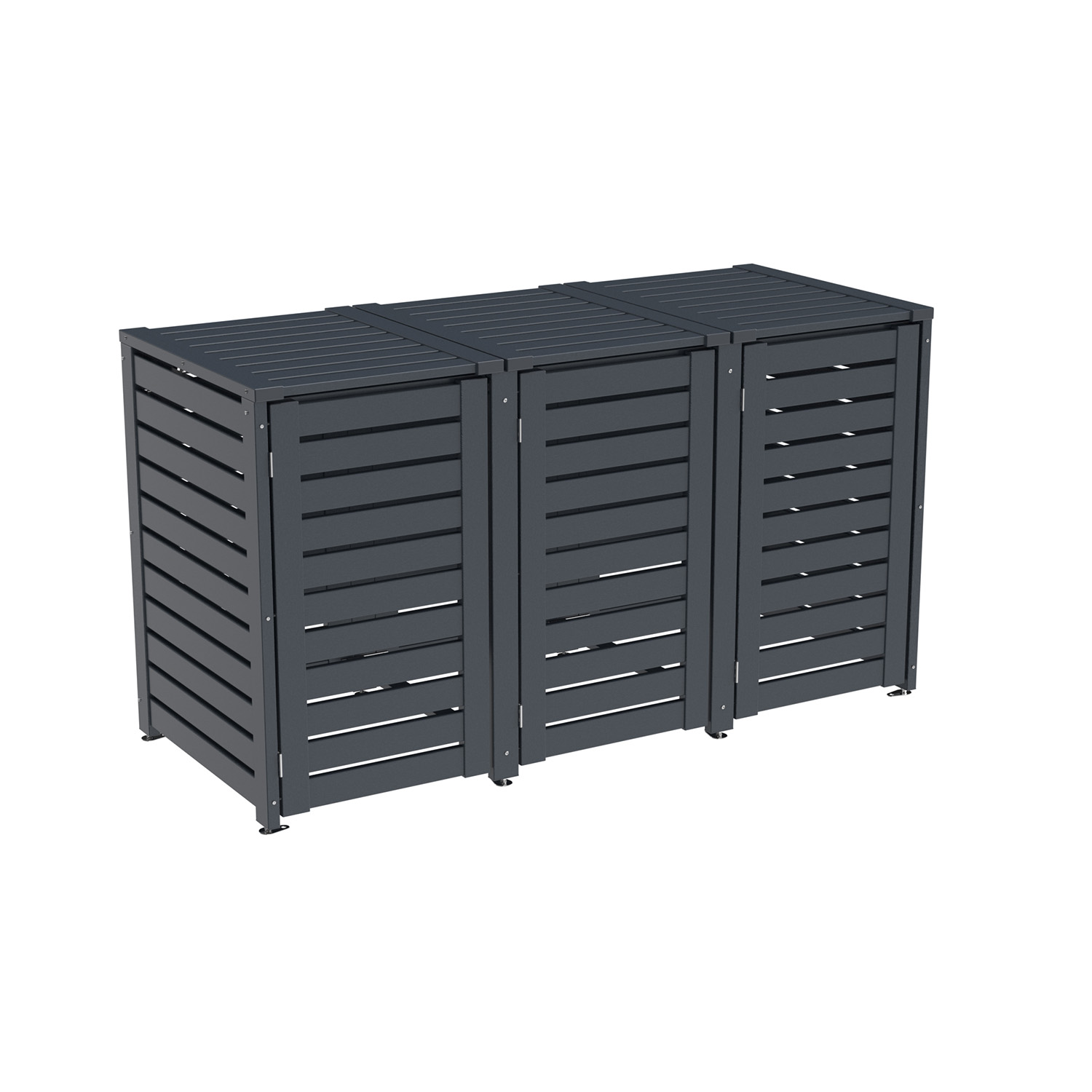 PVC 3er Tonnenboxen aus Kunststoff in Anthrazit